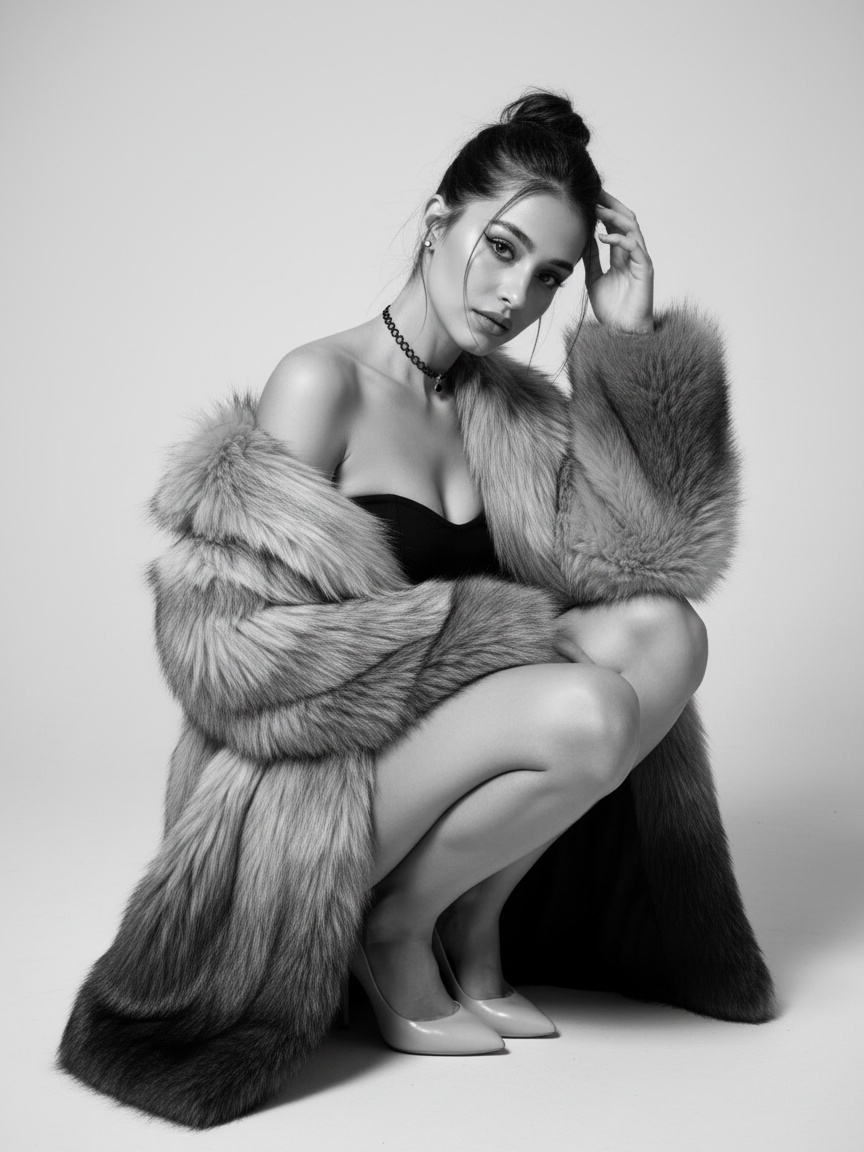 AI Black and White Fur Portrait Generator