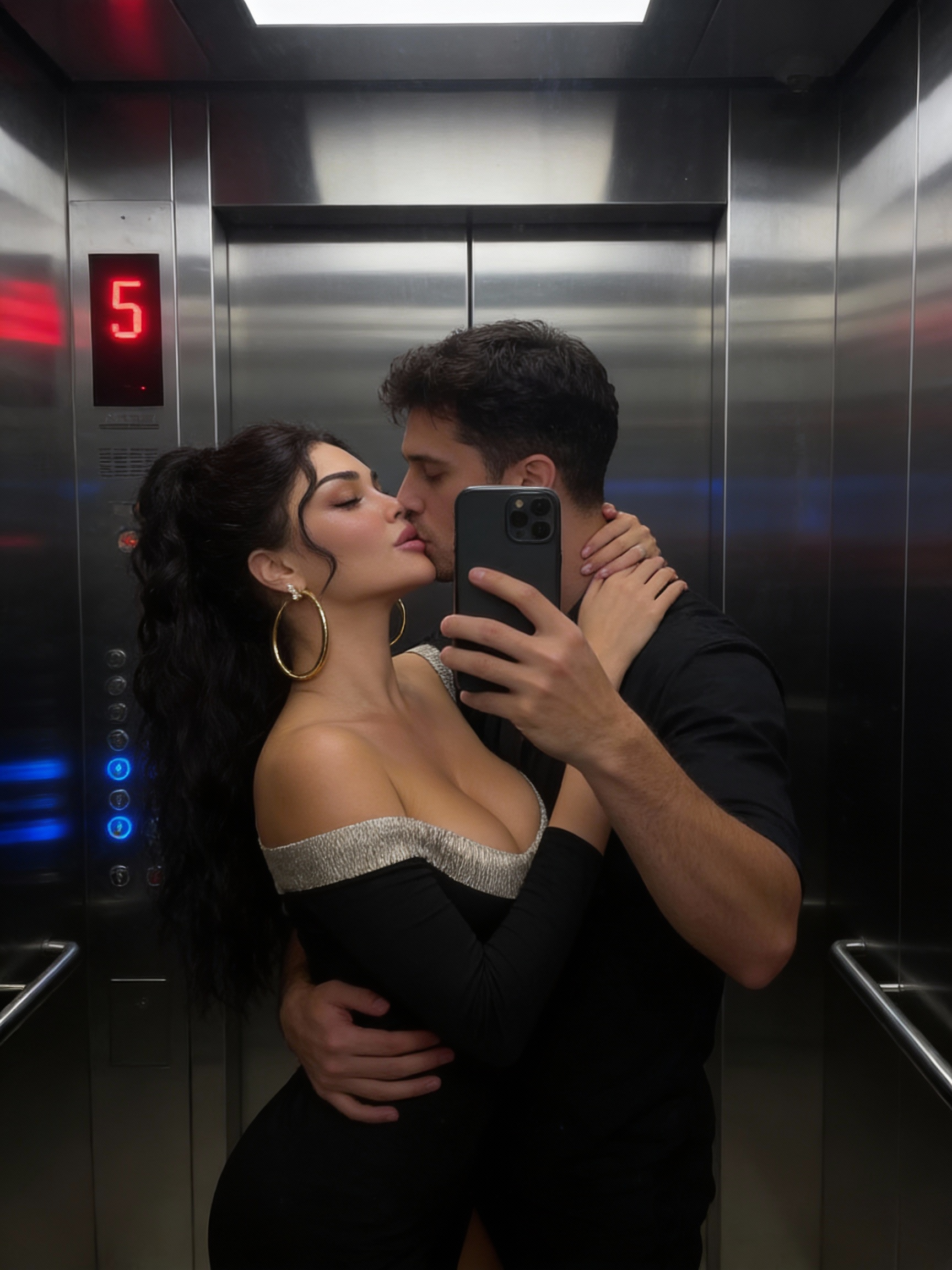 AI Elevator selfie kiss Generator
