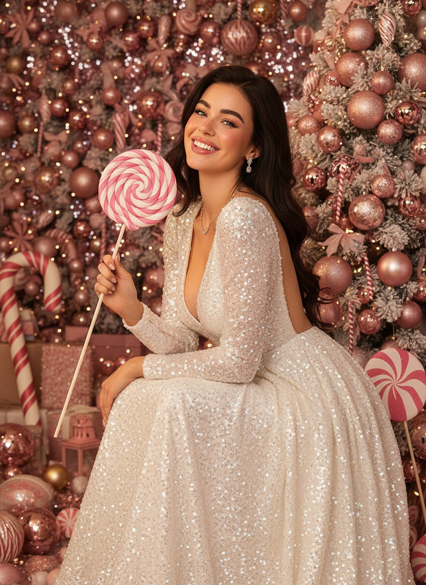 AI Pink Christmas lollipop Generator