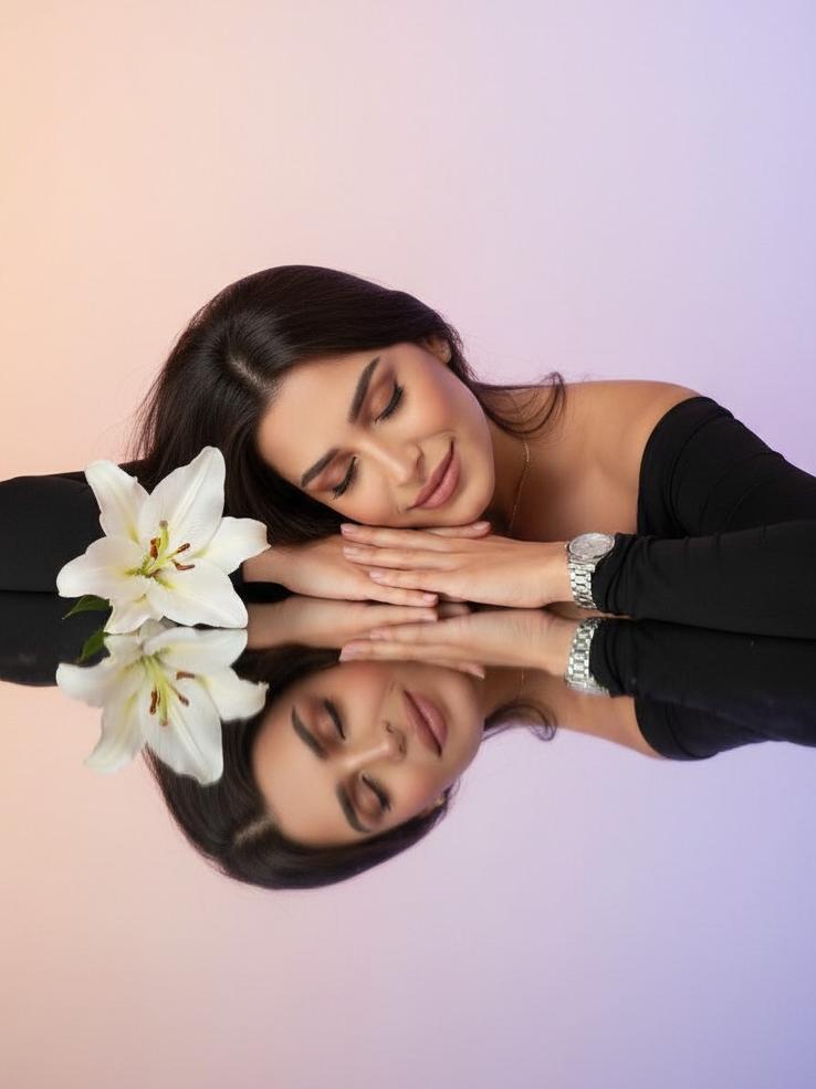 Lily bouquet mirror selfie