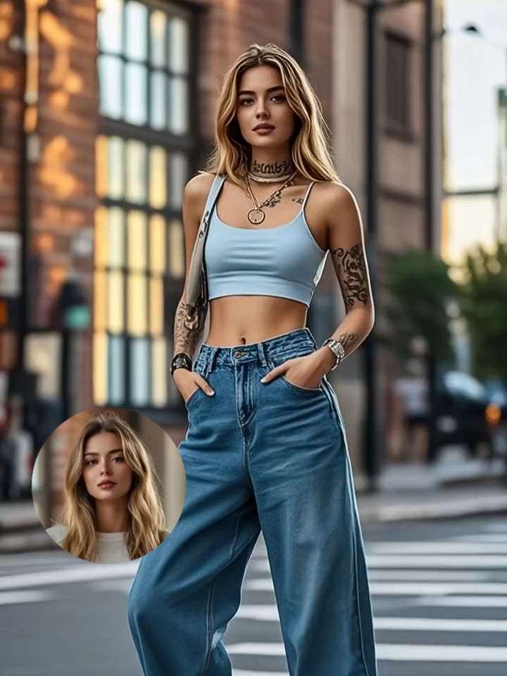 Movie inspired overhead street photo - Fashionable girl